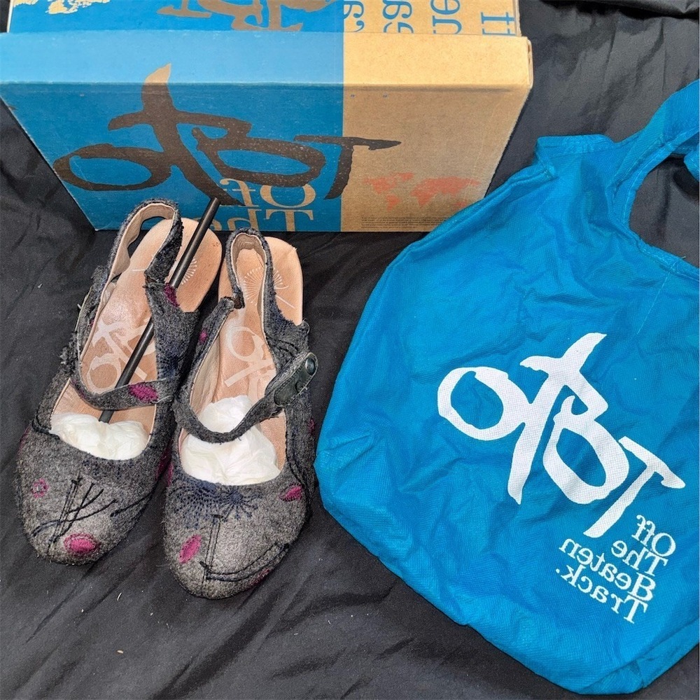 OTOT Springfield Womens Gray Floral Mary Jane‎ Strap Wedge Heel Shoes w/box 7.5